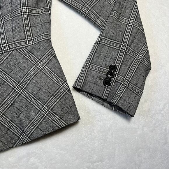 Banana Republic Women's Wool Blend Plaid Single Button Blazer Size 8 Career - Picture 6 of 12